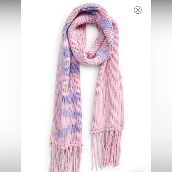 NWT Versace Intarsia Chunky Pink Light Purple Knit Wool Fringe Scarf MyTheresa - Picture 11 of 17